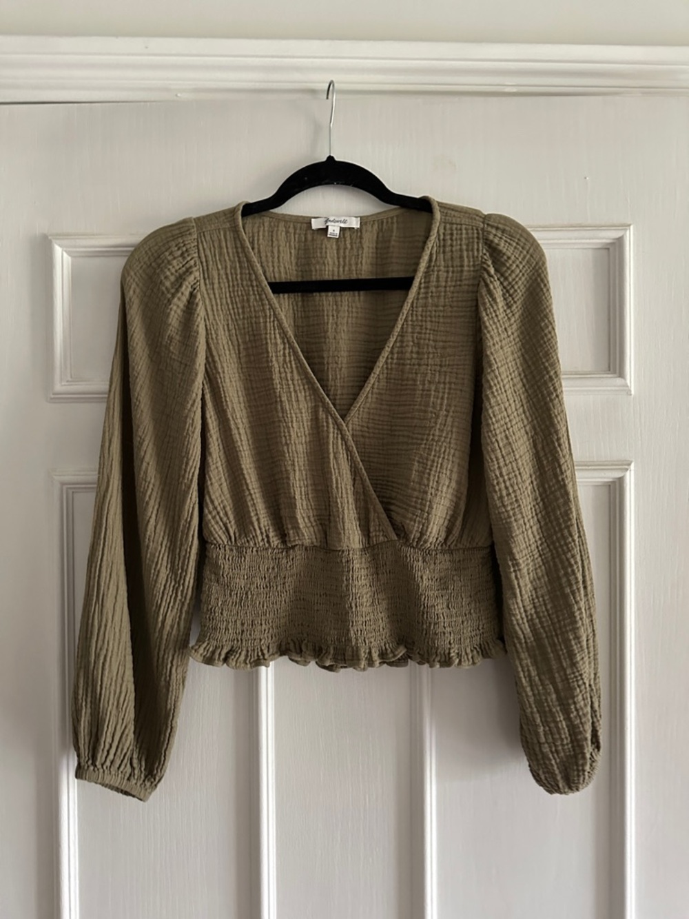 Madewell Small Long Sleeve Green Crop Top